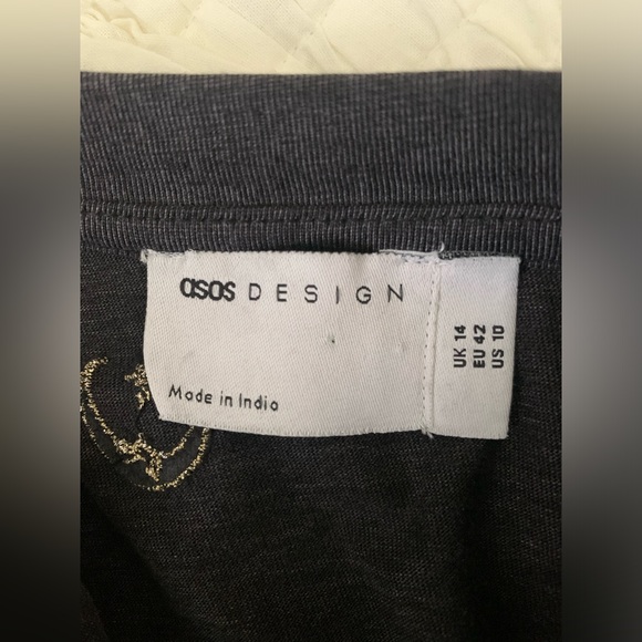 ASOS long sleeve mini dress with sun and moon embroidery sz 10 - Picture 8 of 9